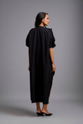 Load image into Gallery viewer, Draped Kaftan Dress with Golden Button Embellishments