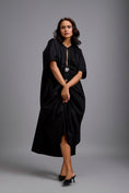 Load image into Gallery viewer, Draped Kaftan Dress with Golden Button Embellishments