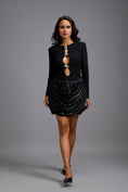 Load image into Gallery viewer, Shimmer Cutout Dress with Metallic Brooch