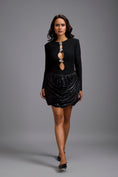 Load image into Gallery viewer, Shimmer Cutout Dress with Metallic Brooch