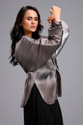 Load image into Gallery viewer, Gunmetal V-Neck Peplum Top