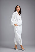 Load image into Gallery viewer, White Cropped Embellished Blazer With Drop Pants