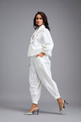 Load image into Gallery viewer, White Cropped Embellished Blazer With Drop Pants