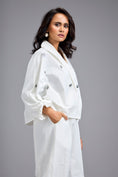 Load image into Gallery viewer, White Cropped Embellished Blazer With Drop Pants