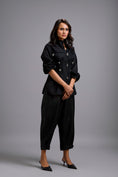 Load image into Gallery viewer, Rhinestone-Embellished Corset Shirt with Leather Pants