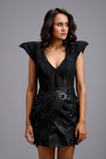Load image into Gallery viewer, Leather Wrap Skirt with Sheer Corset Top