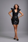 Load image into Gallery viewer, Leather Wrap Skirt with Sheer Corset Top