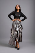 Load image into Gallery viewer, Sheer Corset Top with Draped Gunmetal Maxi Skirt