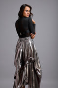 Load image into Gallery viewer, Sheer Corset Top with Draped Gunmetal Maxi Skirt
