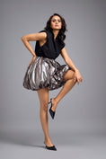 Load image into Gallery viewer, Metallic Gunmetal Bubble Mini Skirt