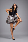 Load image into Gallery viewer, Metallic Gunmetal Bubble Mini Skirt