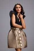 Load image into Gallery viewer, Sheer V-Neck Top with Quilted Metallic Skirt