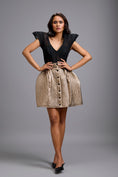 Load image into Gallery viewer, Sheer V-Neck Top with Quilted Metallic Skirt