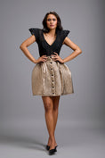 Load image into Gallery viewer, Metallic Gold Quilted Button-Down Skirt
