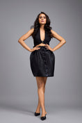 Load image into Gallery viewer, Metallic Black Quilted Button-Down Skirt