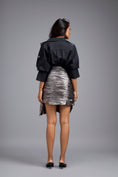 Load image into Gallery viewer, Black Embellished Shirt With Gunmetal Ruched Skirt