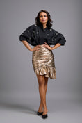 Load image into Gallery viewer, Black Oversized Shirt with Metallic Gold Skirt