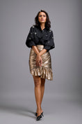 Load image into Gallery viewer, Black Oversized Shirt with Metallic Gold Skirt