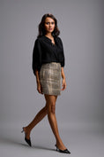 Load image into Gallery viewer, Oversized Shirt with Textured Metallic Mini Skirt