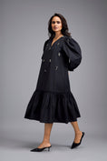 Load image into Gallery viewer, Black Long Gathered Hem Embellished Dress