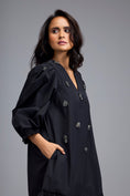 Load image into Gallery viewer, Black Long Gathered Hem Embellished Dress