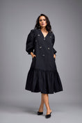 Load image into Gallery viewer, Black Long Gathered Hem Embellished Dress