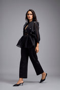 Load image into Gallery viewer, Black Organza Embellished Top With Pants