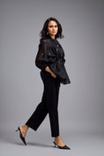 Load image into Gallery viewer, Black Organza Embellished Top With Pants