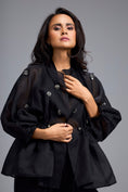 Load image into Gallery viewer, Black Organza Embellished Top With Pants