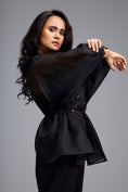 Load image into Gallery viewer, Black Organza Embellished Top With Pants