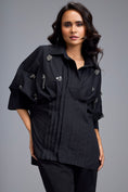 Load image into Gallery viewer, Black Embellished Button-down Shirt With Pants