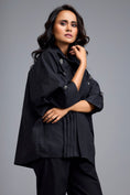 Load image into Gallery viewer, Black Embellished Button-down Shirt With Pants