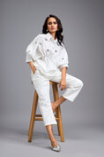 Load image into Gallery viewer, White Embellished Button-down Shirt With Pants