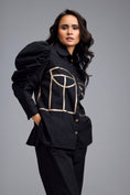 Load image into Gallery viewer, Black Puff-sleeve Corset Co-ord Set
