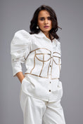 Load image into Gallery viewer, White Puff-sleeve Corset Co-ord Set