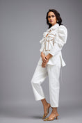 Load image into Gallery viewer, White Puff-sleeve Corset Co-ord Set