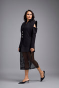 Load image into Gallery viewer, Black Cold-shoulder Embellished Button Blazer