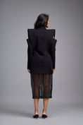 Load image into Gallery viewer, Black Cold-shoulder Embellished Button Blazer