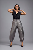 Load image into Gallery viewer, Gunmetal Metallic Quilted Pants