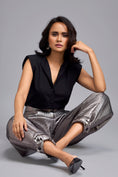 Load image into Gallery viewer, Gunmetal Metallic Quilted Pants