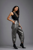 Load image into Gallery viewer, Black Beaded Lattice High-Neck Top