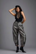 Load image into Gallery viewer, Black Beaded Lattice High-Neck Top