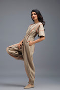 Load image into Gallery viewer, BEIGE ZIP-FRONT JUMPSUIT WITH NEON CONTRAST PIPING