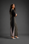 Load image into Gallery viewer, Colorblock Jumpsuit In Dark Green , Black & Metallic Panels With Relaxed Fit