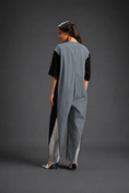 Load image into Gallery viewer, Colorblock Jumpsuit In Cool Grey , Black & Metallic Panels With Relaxed Fit