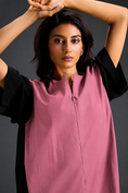 Load image into Gallery viewer, Colorblock Jumpsuit In Pink, Black & Metallic Panels With Relaxed Fit