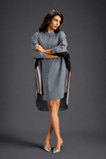 Load image into Gallery viewer, Oversized Cool Grey Shirt Dress With Black And Metallic Side Panels