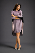 Load image into Gallery viewer, Oversized Ash Pink Shirt Dress With Black And Metallic Side Panels