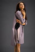 Load image into Gallery viewer, Oversized Ash Pink Shirt Dress With Black And Metallic Side Panels