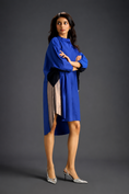 Load image into Gallery viewer, Oversized Blue Shirt Dress With Black And Metallic Side Panels